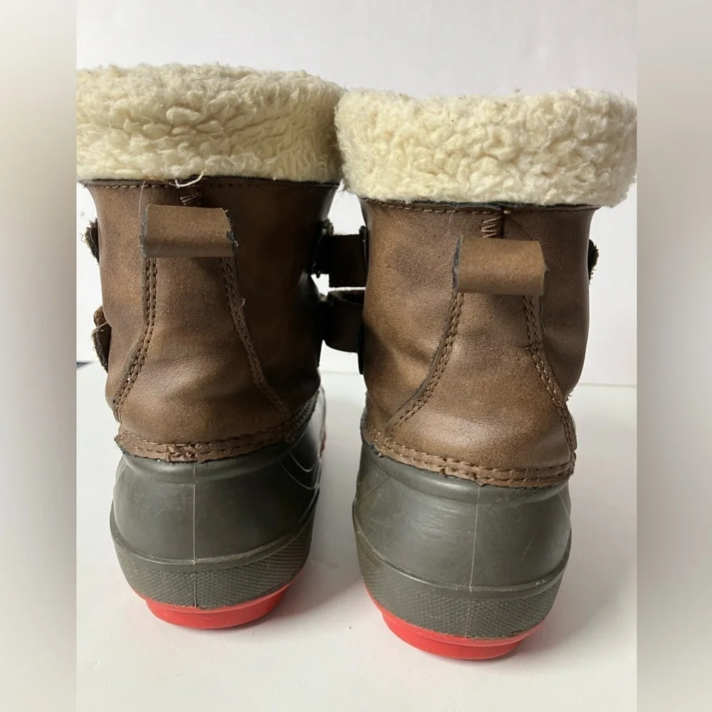 Cat & Jack Kid’s Winter/Cold Weather Insulated Boots, Size 11, Brown/Green